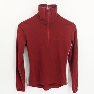 Icebreaker Red Merino Wool Quarter Zip Base Layer